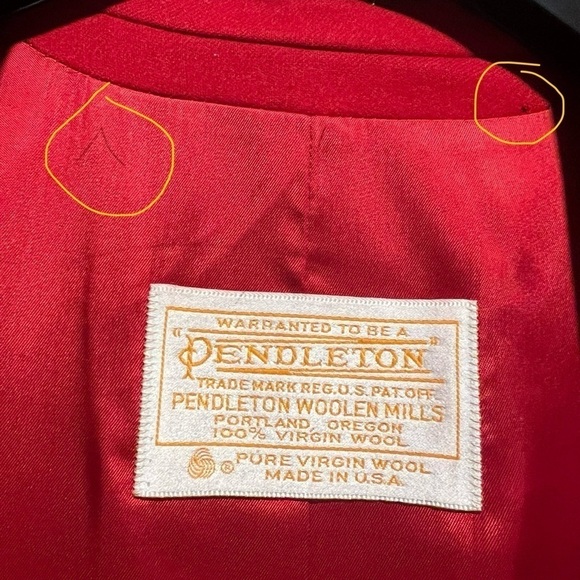 Vintage Pure Wool Pendleton Trench Coat in Red.  Sz 14 - Picture 10 of 11